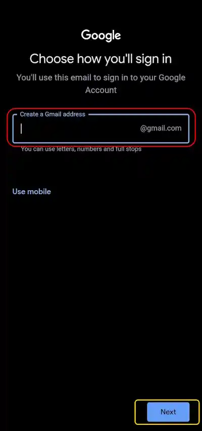 Gmail ID username details 